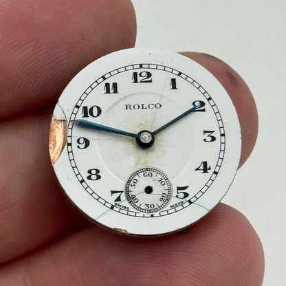 22mm Rolex Rolco 15 Rubies Military Trench Watch Movement Sub Seconds PARTS