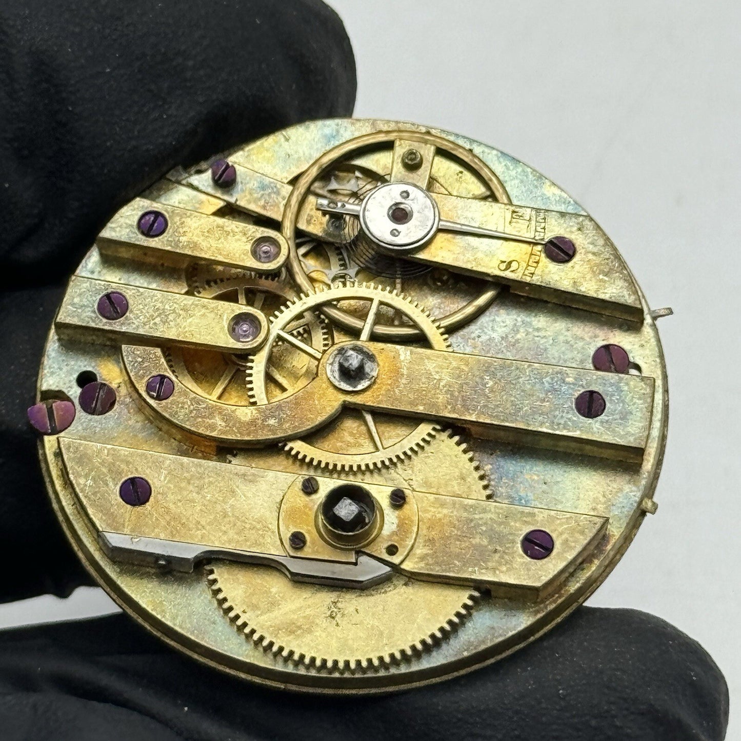 36.2mm Oxidised Cylinder Pocket Watch Movement No Dial Hands FOR PARTS