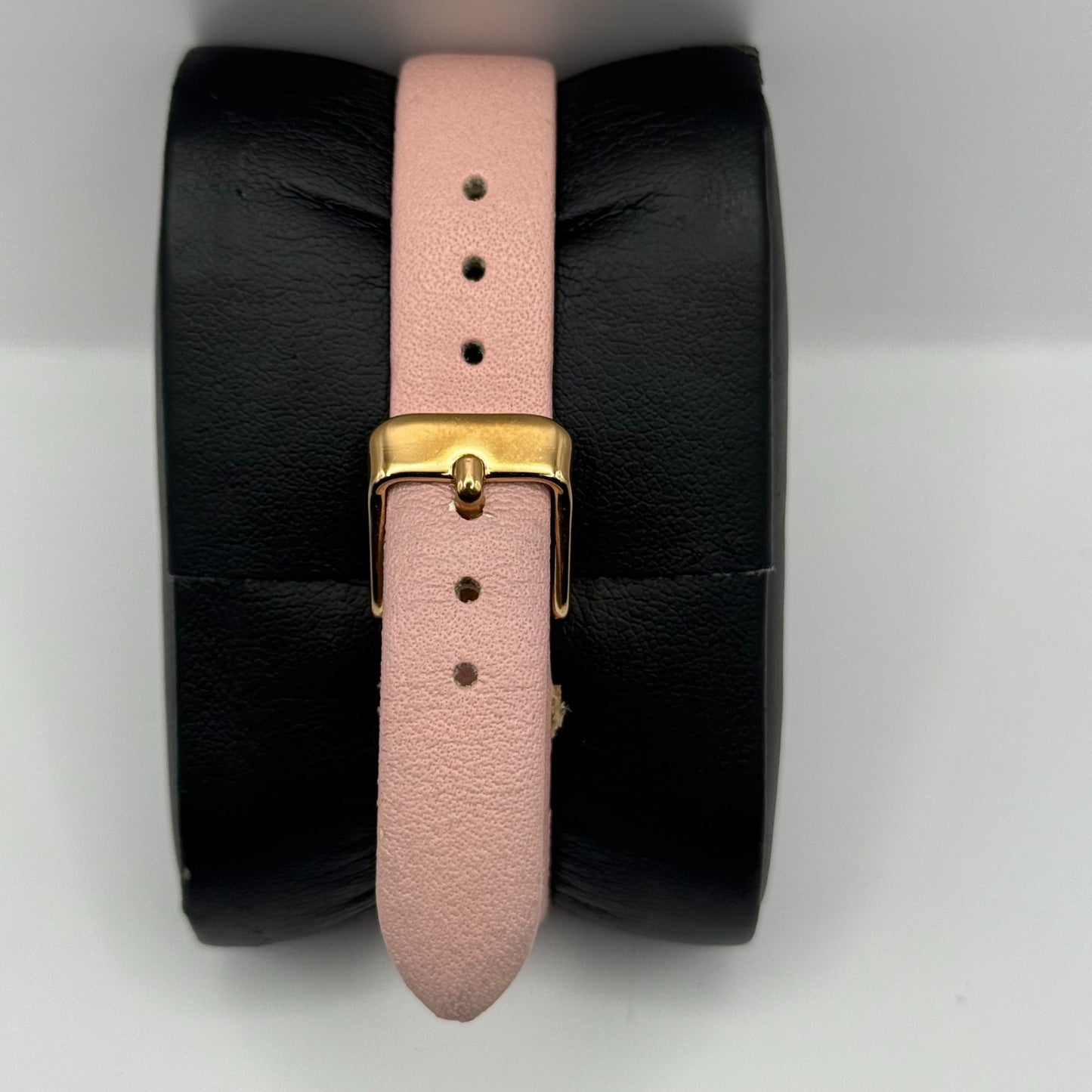 Lorus Ladies Quartz Watch Gold Tone Case Pink Leather Strap Japan Working 30mm