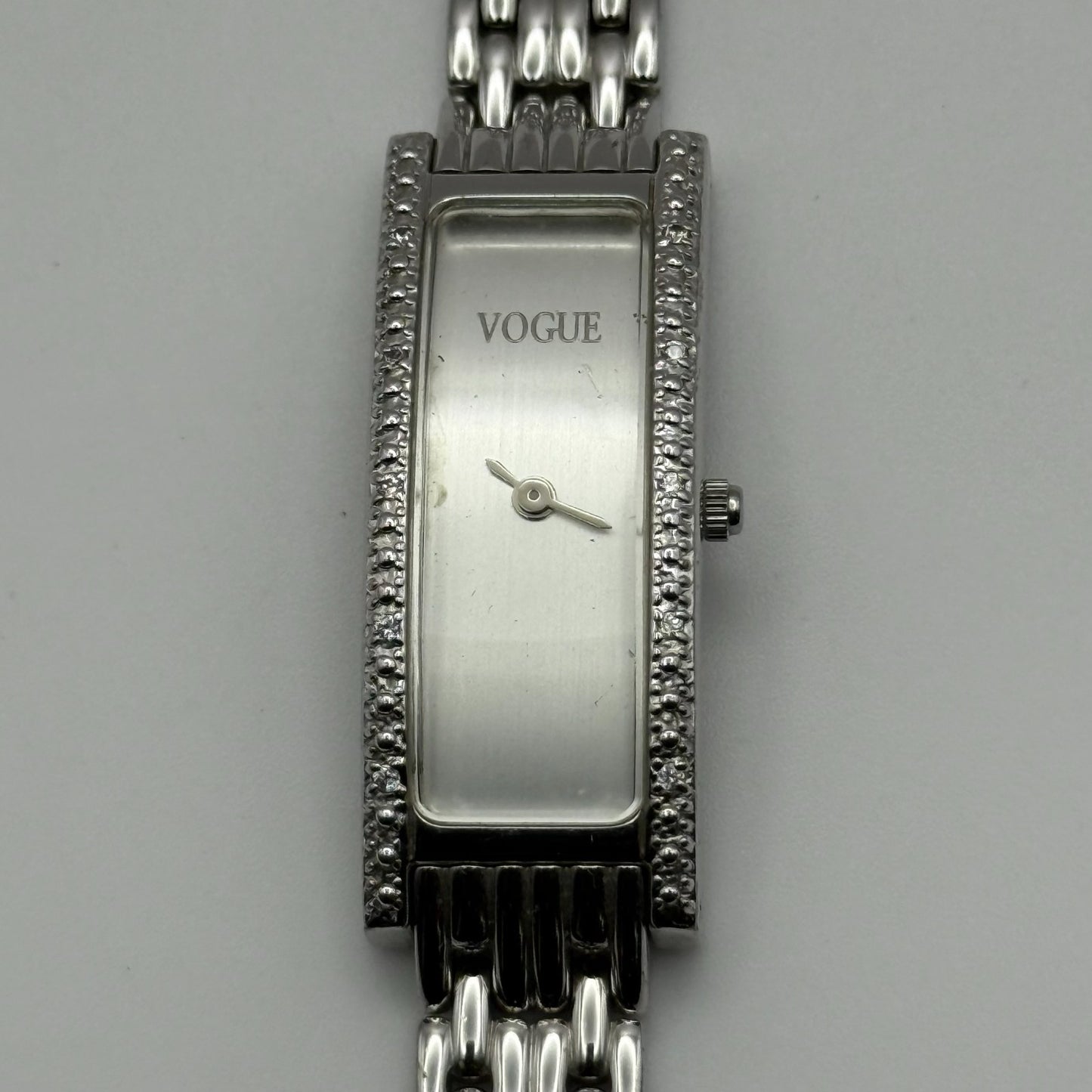 Vogue Ladies Quartz Watch Rectangular Silver Tone Bracelet 16mm PARTS REPAIR