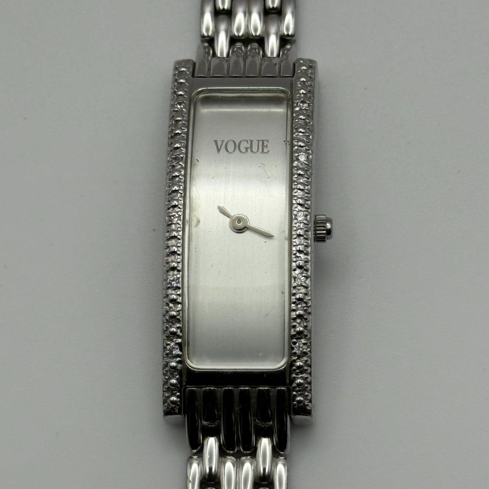 Vogue Ladies Quartz Watch Rectangular Silver Tone Bracelet 16mm PARTS REPAIR