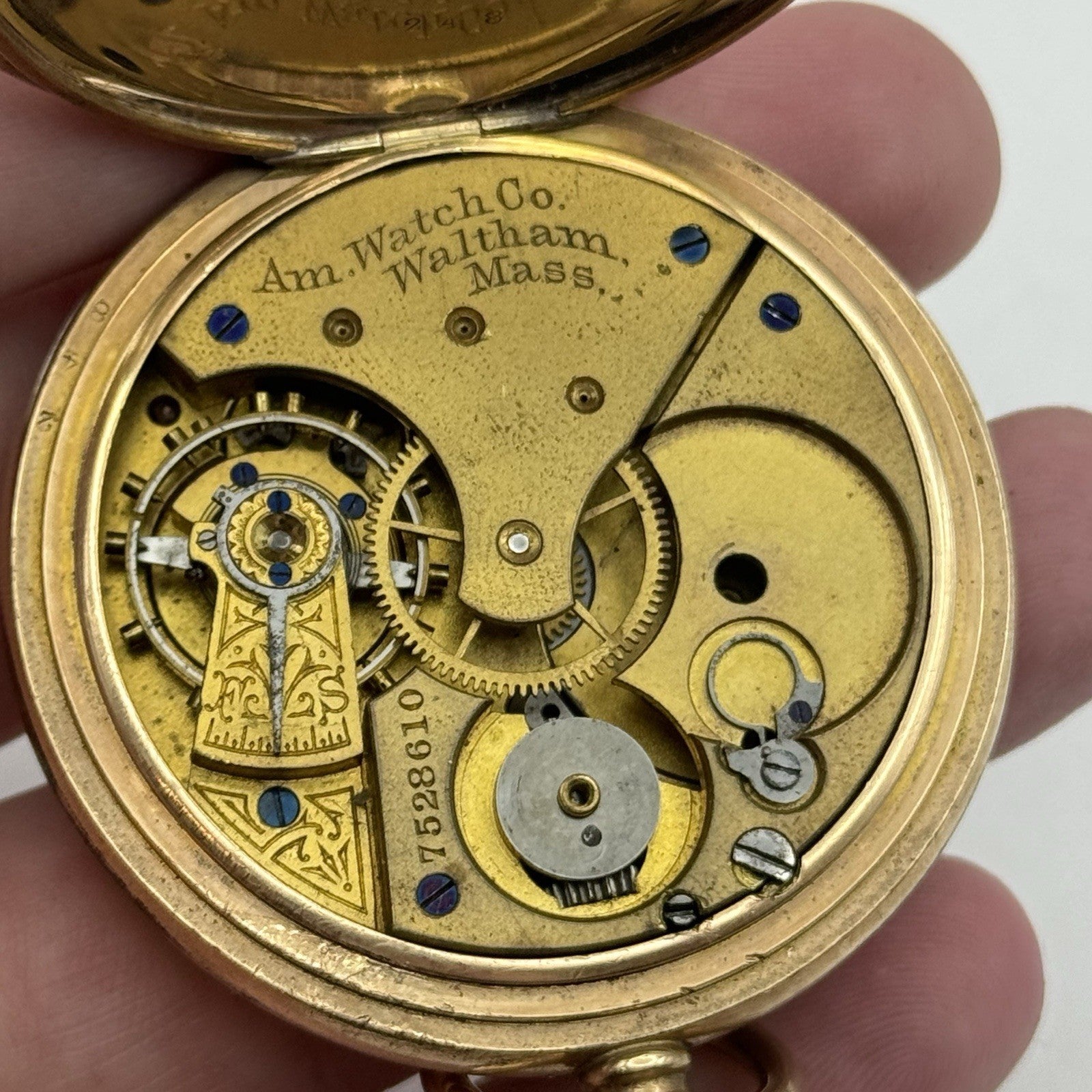 16S Waltham Bond St Model 1888 10ct Gold Plate Open Face Pocket Watch TO RESTORE