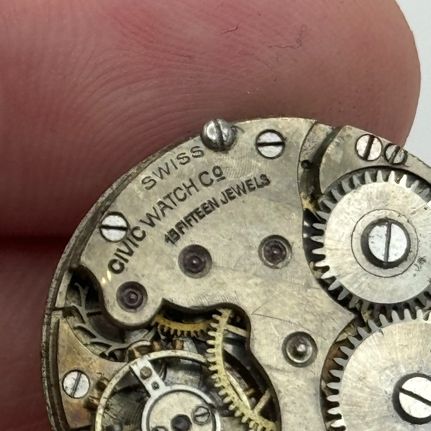 25.3mm Civic Watch Co Mens Trench Watch Movement Manual Wind Vintage Swiss PARTS