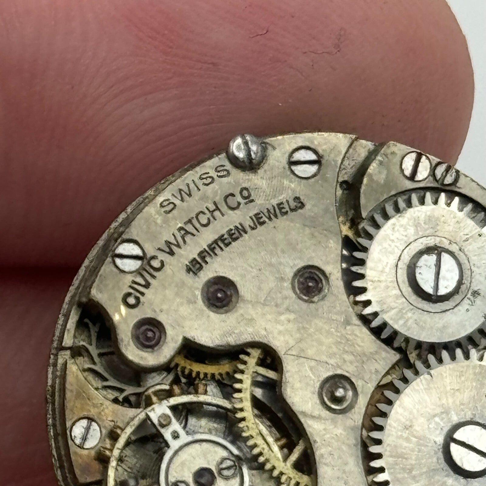 25.3mm Civic Watch Co Mens Trench Watch Movement Manual Wind Vintage Swiss PARTS