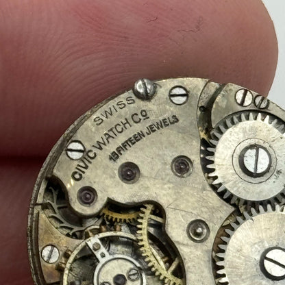 25.3mm Civic Watch Co Mens Trench Watch Movement Manual Wind Vintage Swiss PARTS