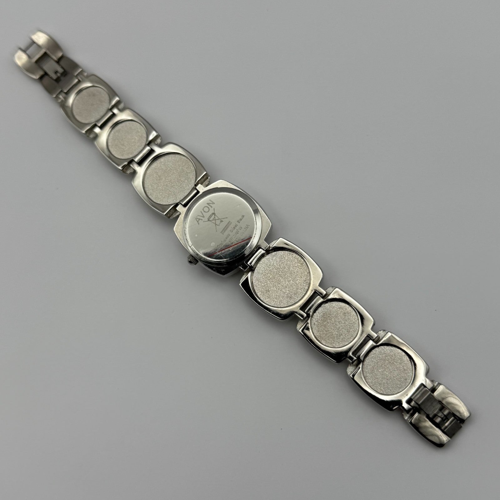 Avon Ladies Quartz Watch Silver Dial Squared Shape Bracelet Japan Working 25mm
