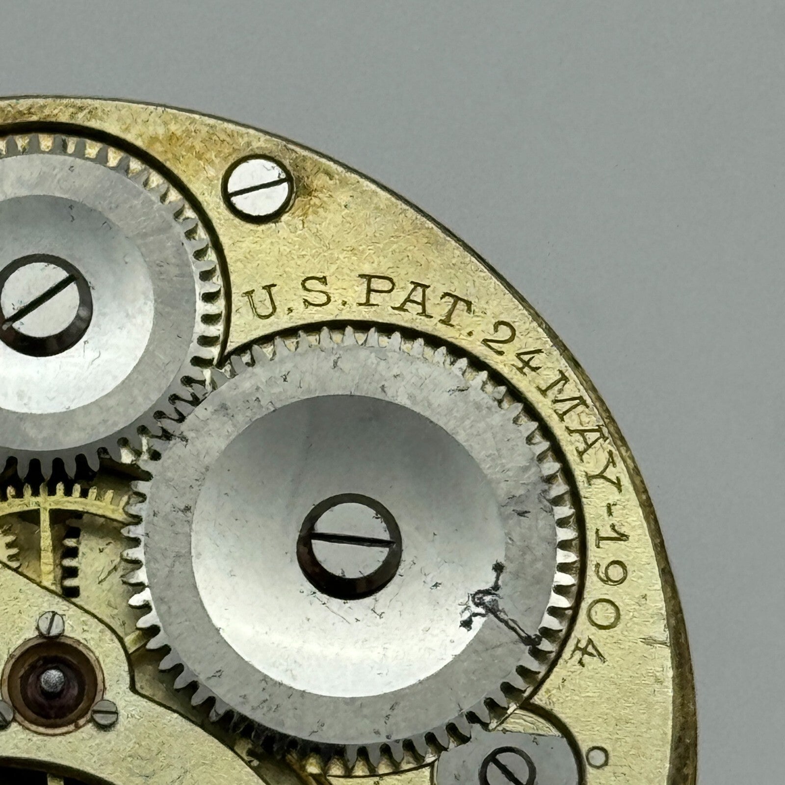 43mm Antique State US PAT.24MAY-1904 Swiss Hunter Pocket Watch Movement PARTS
