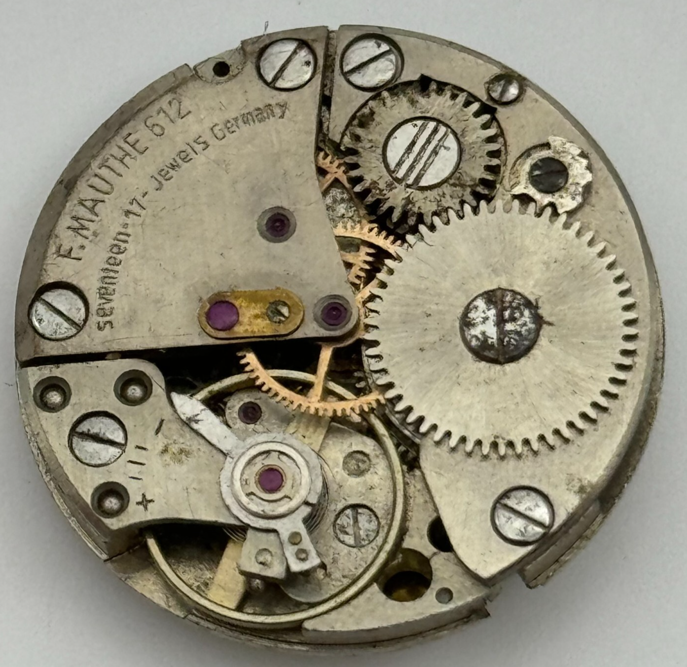 23.8mm F.Mauthe 612 German Manual Wind 17 Jewels Watch Movement Vintage PARTS