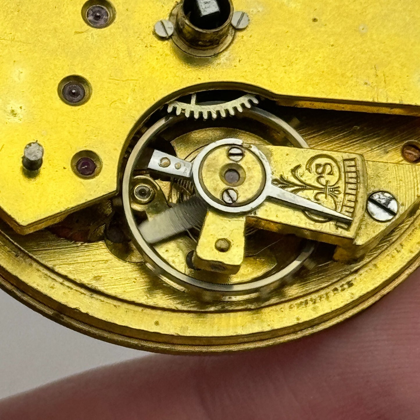 46.4mm Antique H Stone Leeds Balance Ok Key Wound Pocket Watch Movement PARTS