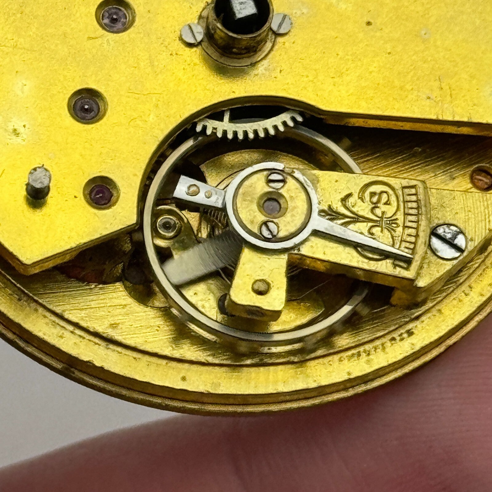 46.4mm Antique H Stone Leeds Balance Ok Key Wound Pocket Watch Movement PARTS