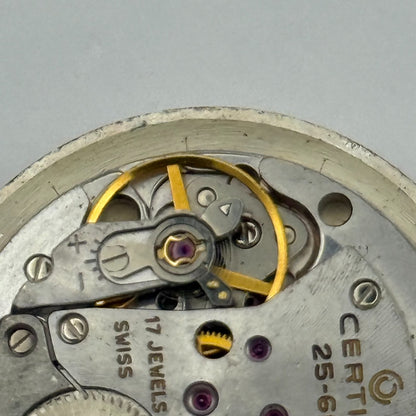 Certina 25-66 Watch Movement Manual Wind Vintage Swiss 17 Jewels Parts 25.8mm
