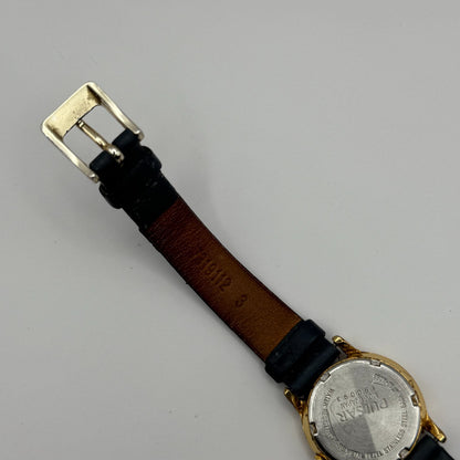 Pulsar Ladies Quartz Watch Date Dial Gold Tone Blue Leather Strap Working 24mm