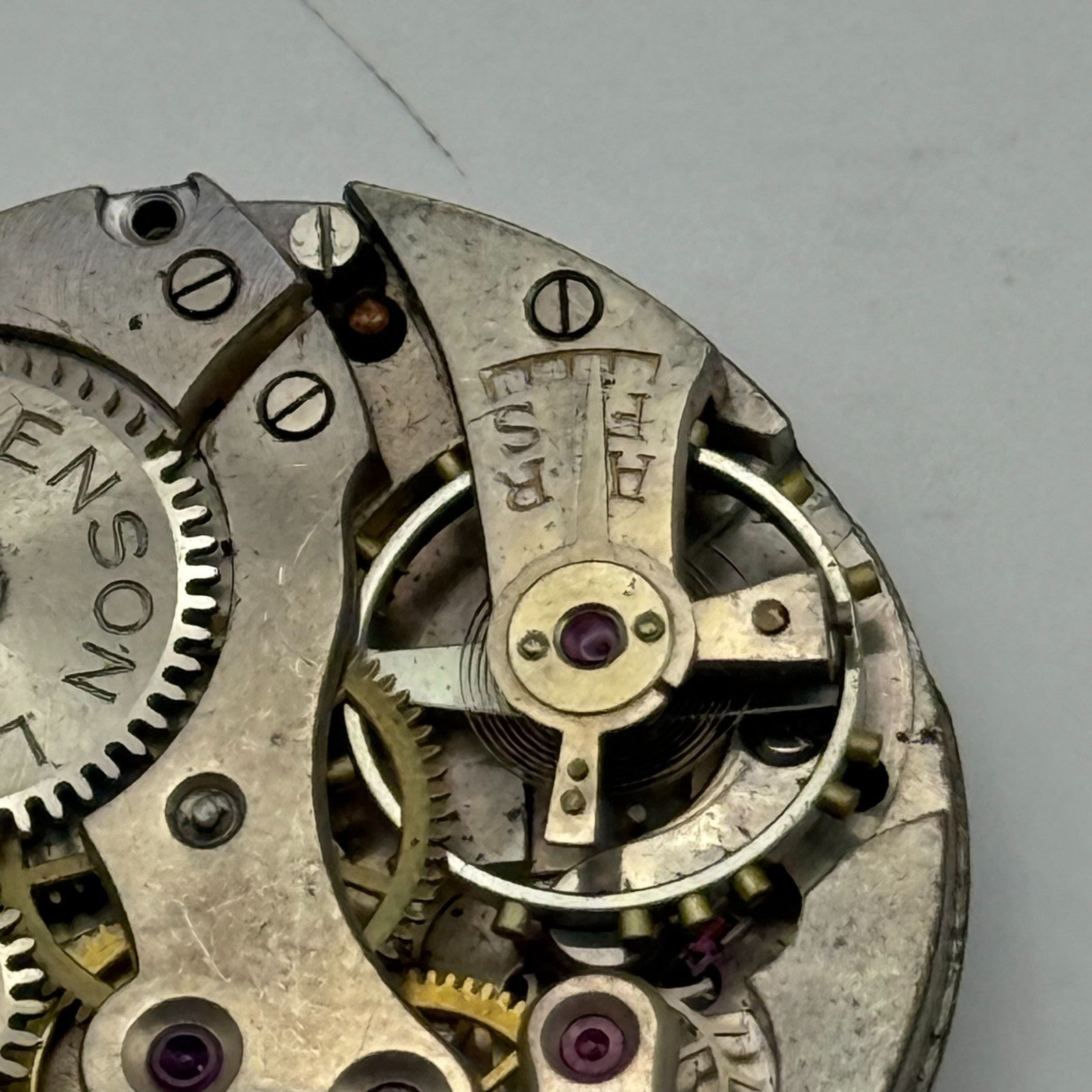 J W Benson Trench 15 Jewels Watch Movement Manual Wind Vintage Parts 27.1mm