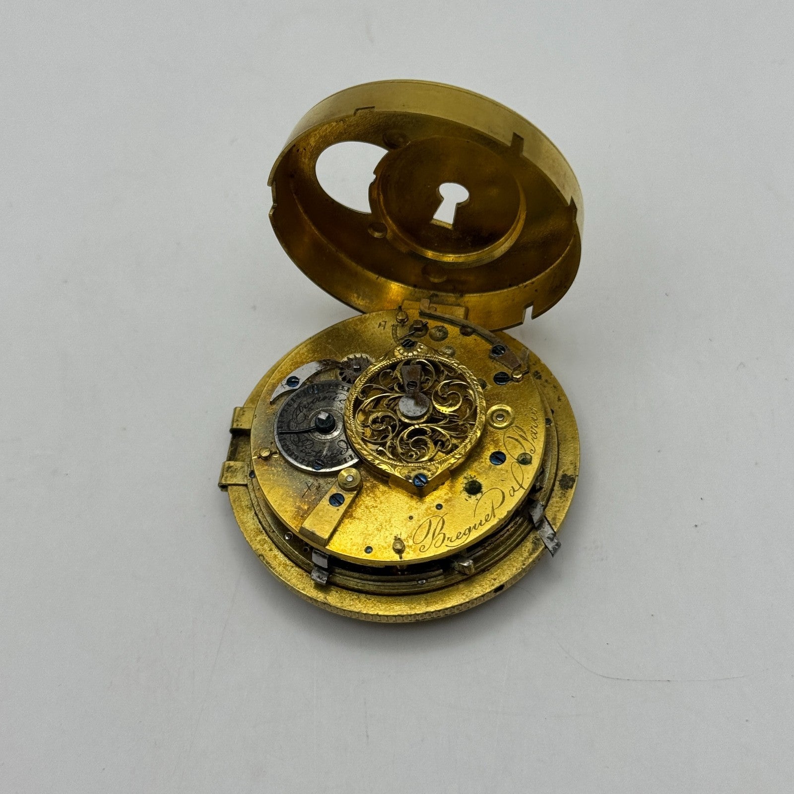 Complication French Pocket Watch Movement Signed A Paris Antique Parts / Repair