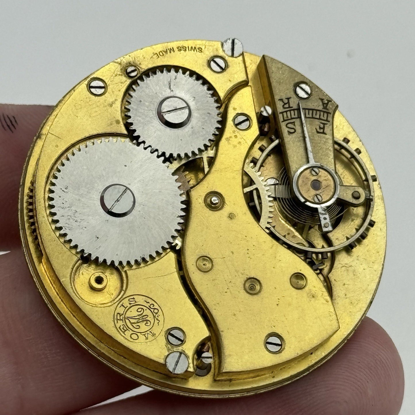 43.2mm Moeris Open Face Swiss Vintage Pocket Watch Movement PARTS REPAIR SPARES