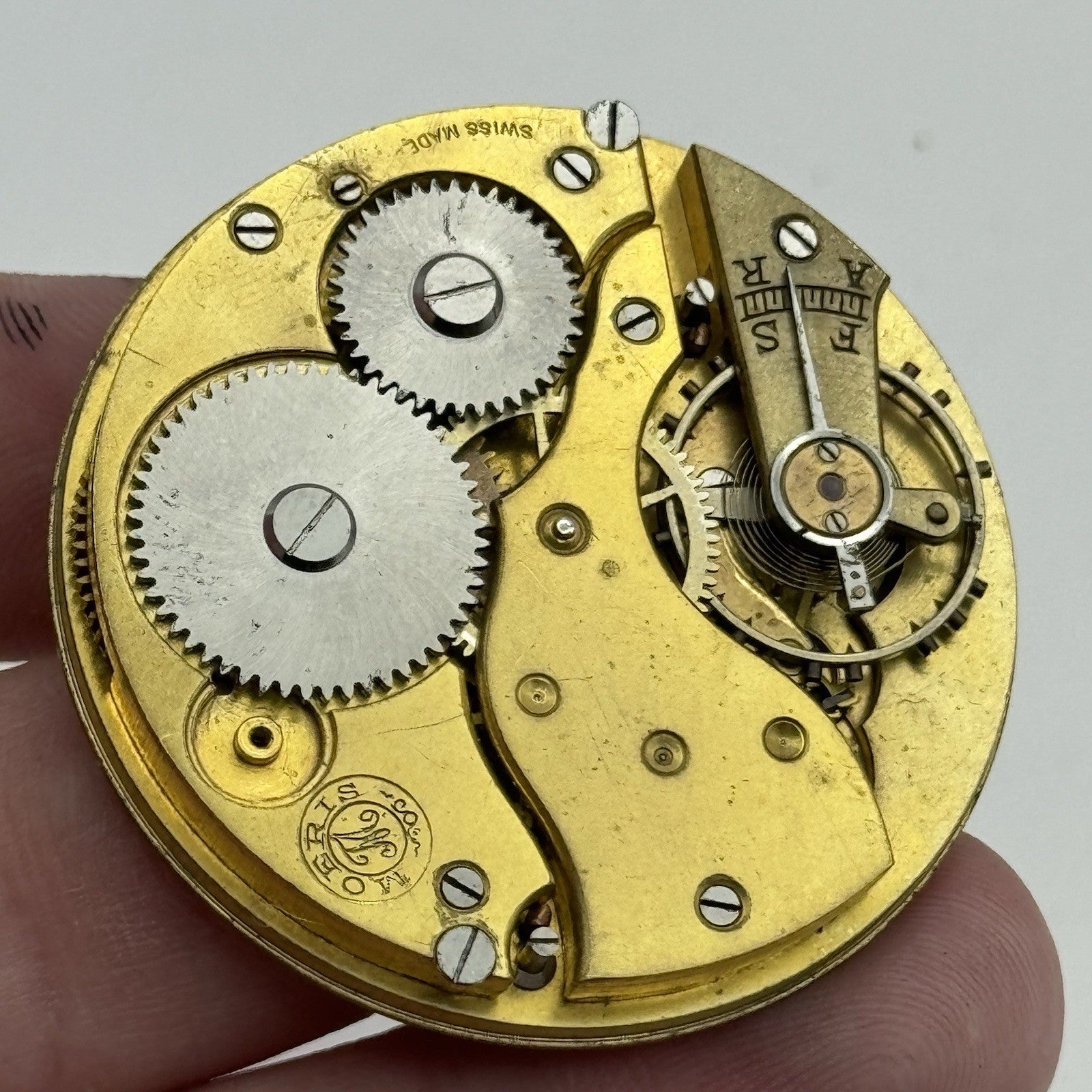 43.2mm Moeris Open Face Swiss Vintage Pocket Watch Movement PARTS REPAIR SPARES