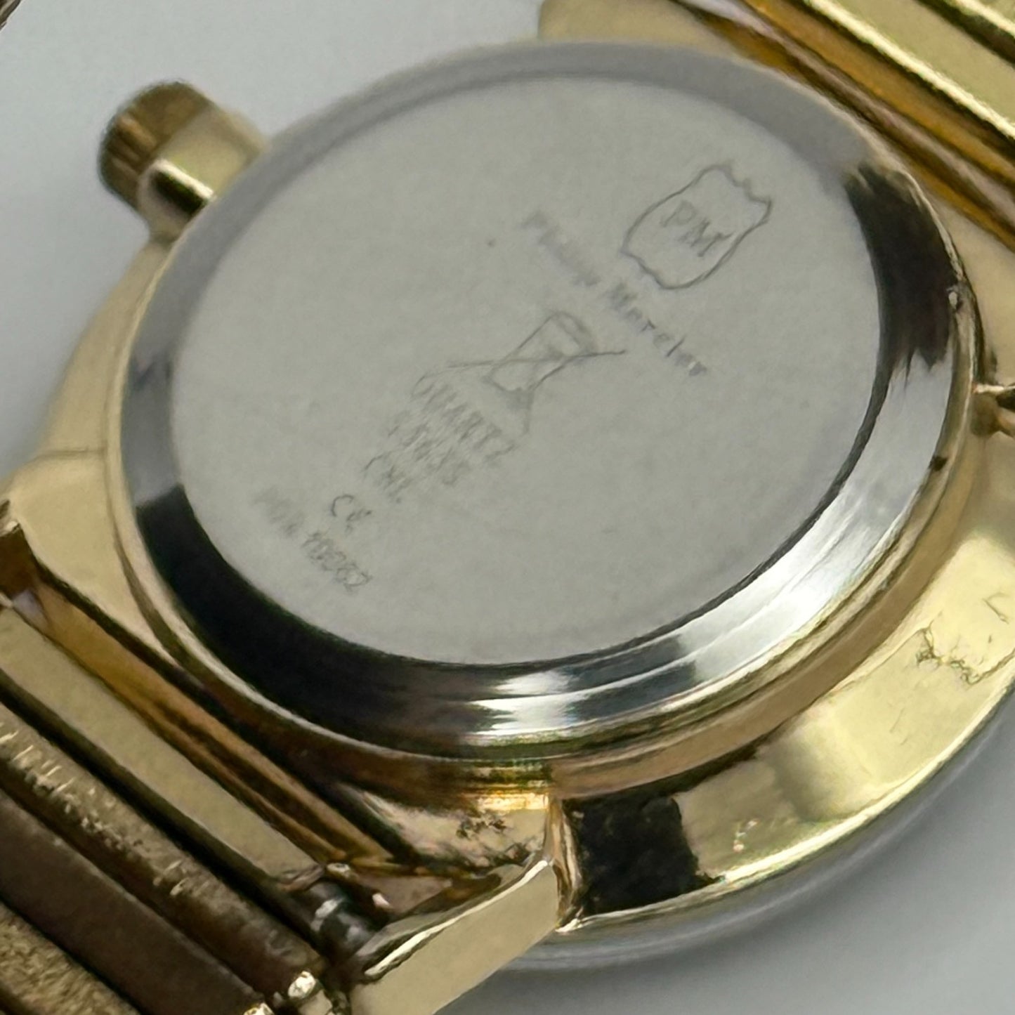 Philip Mercier Ladies Quartz Watch Gold Tone Expandable Band Working 27mm