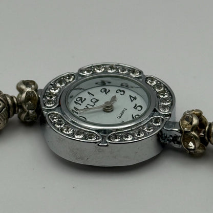 YLQ Ladies Quartz Watch Crystal Accents Beaded Design Bracelet Working 25mm