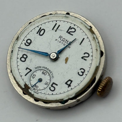 FHF 70 Watch Movement Rone Fifteen 1046 Manual Wind Vintage Parts Repair 23.7mm