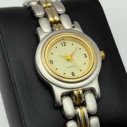 25mm Working Ladies Yves Rocher Two Tone Quartz Bracelet Watch 6.5 Inches