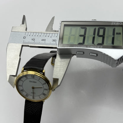 31mm Working Sekonda Quartz Gold Plated Leather Strap Quartz Watch New Battery
