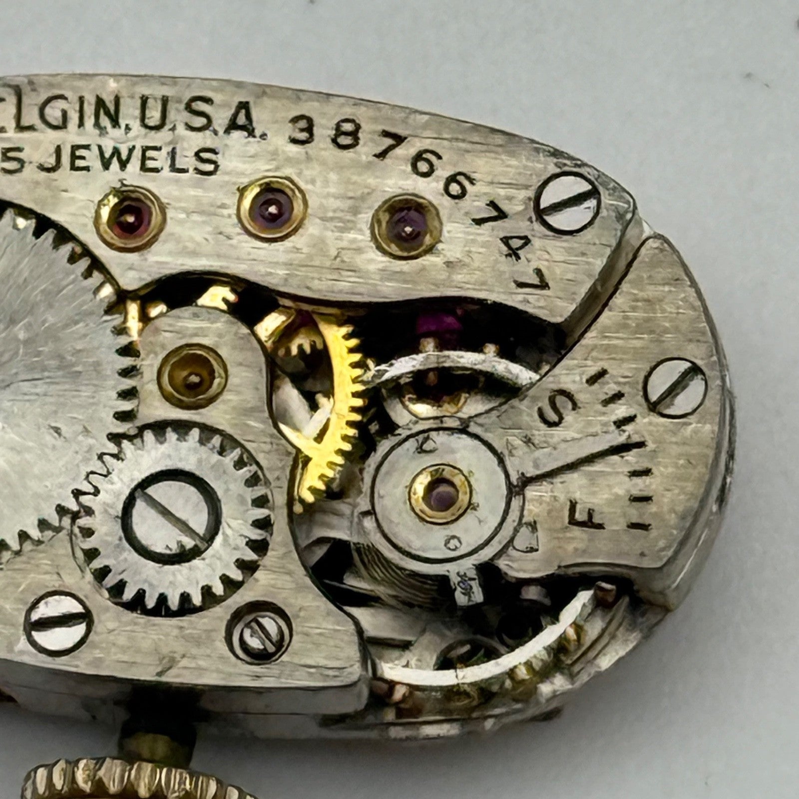 Elgin Grade 541 Model 2 Watch Movement 1940 Vintage 21/0s American Parts Repair