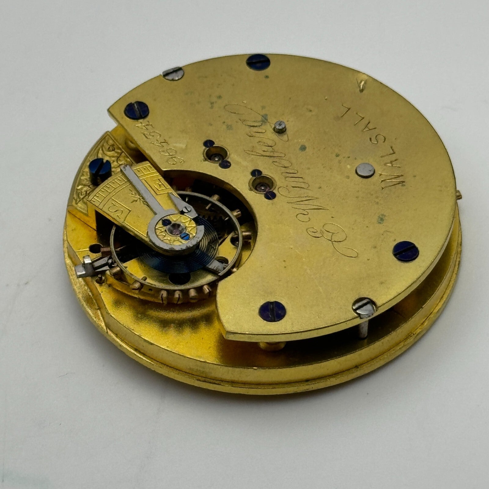 47.3mm Antique E Wineberg Walsall Pocket Watch Movement PARTS REPAIR SPARES