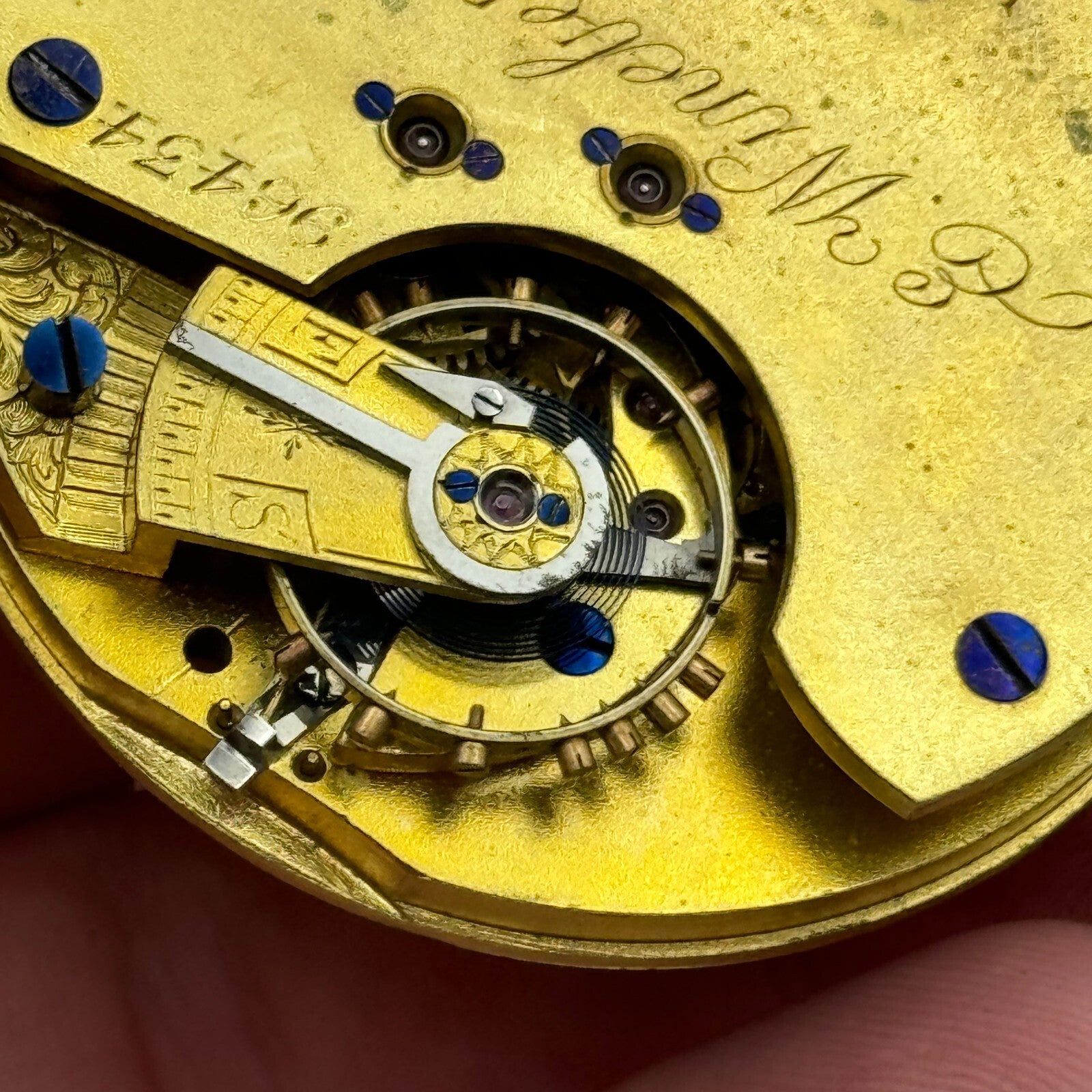 47.3mm Antique E Wineberg Walsall Pocket Watch Movement PARTS REPAIR SPARES