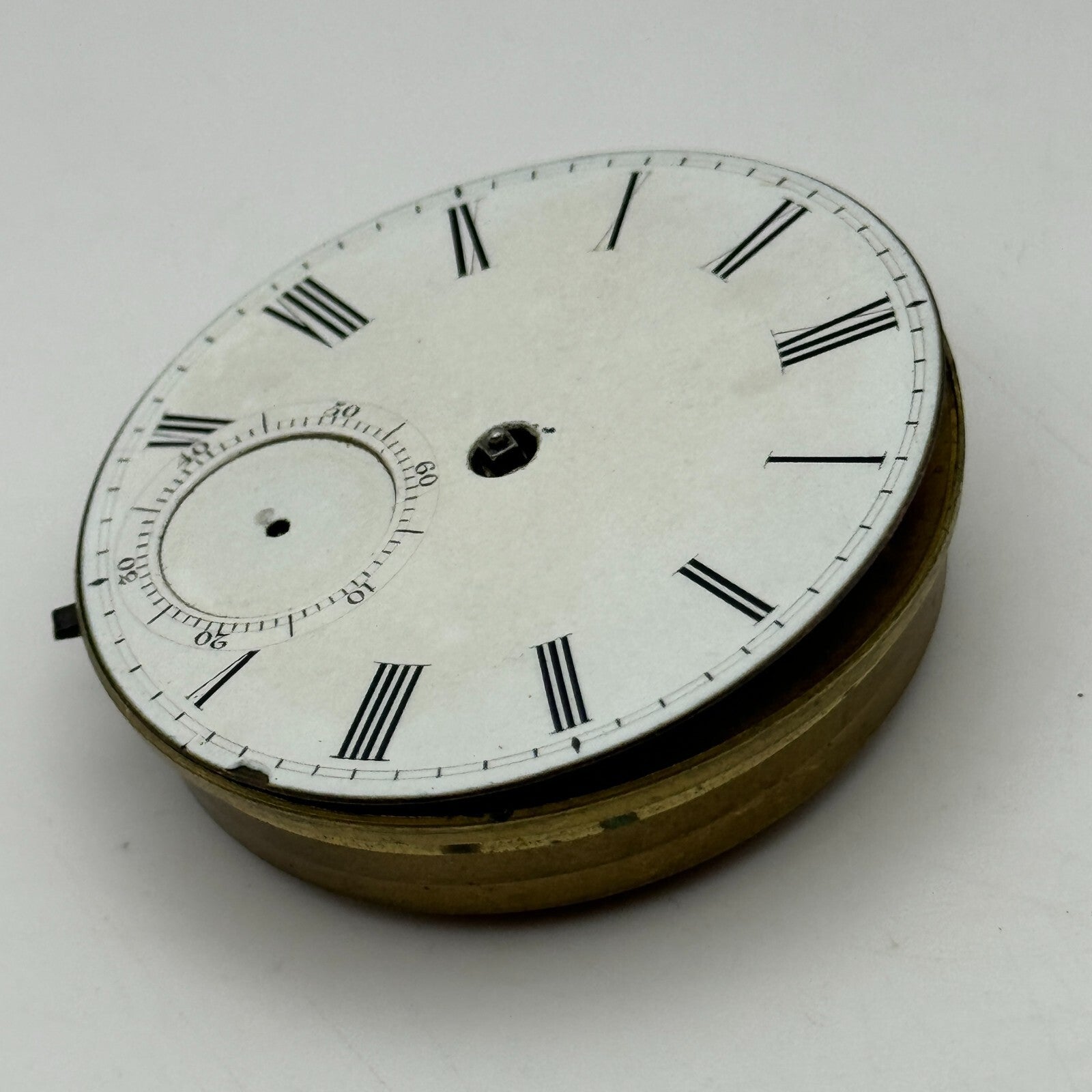 44.3mm Antique Unidentified Fusee Balance Intact Pocket Watch Movement PARTS