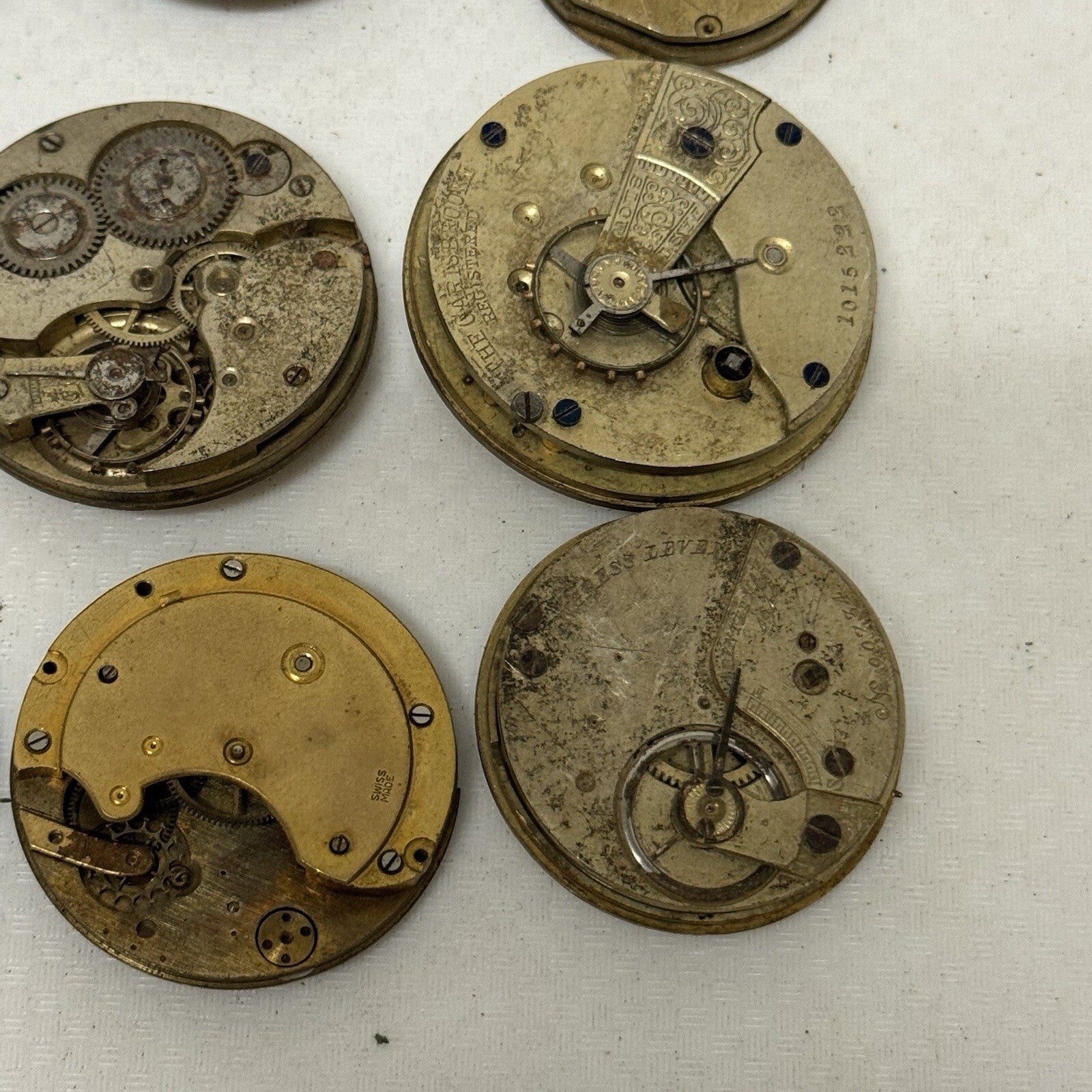 9 x Antique Partial Pocket Watch Movements Parts Repair Watchmakers Job Lot