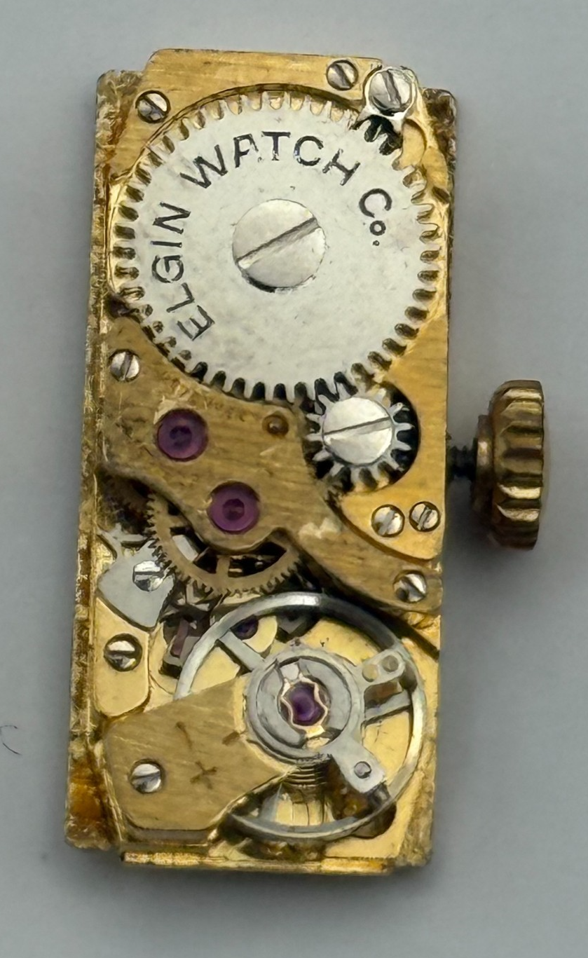 FHF 59-21 Elgin Baguette Watch Movement Manual Wind Vintage Parts Repair 8.8mm
