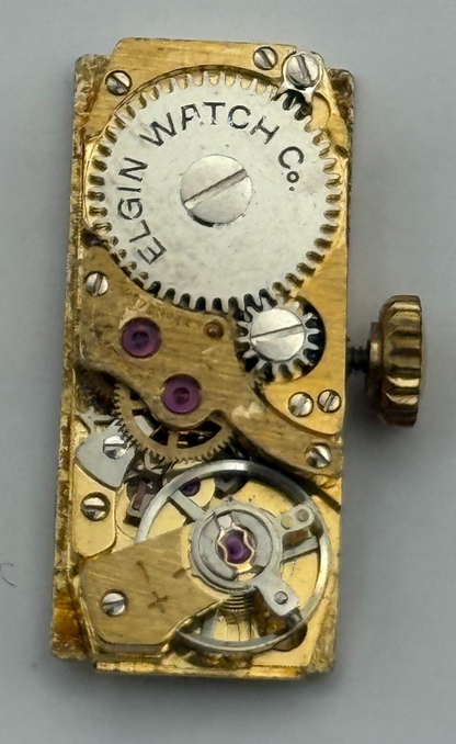 FHF 59-21 Elgin Baguette Watch Movement Manual Wind Vintage Parts Repair 8.8mm
