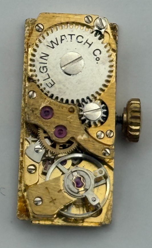 FHF 59-21 Elgin Baguette Watch Movement Manual Wind Vintage Parts Repair 8.8mm