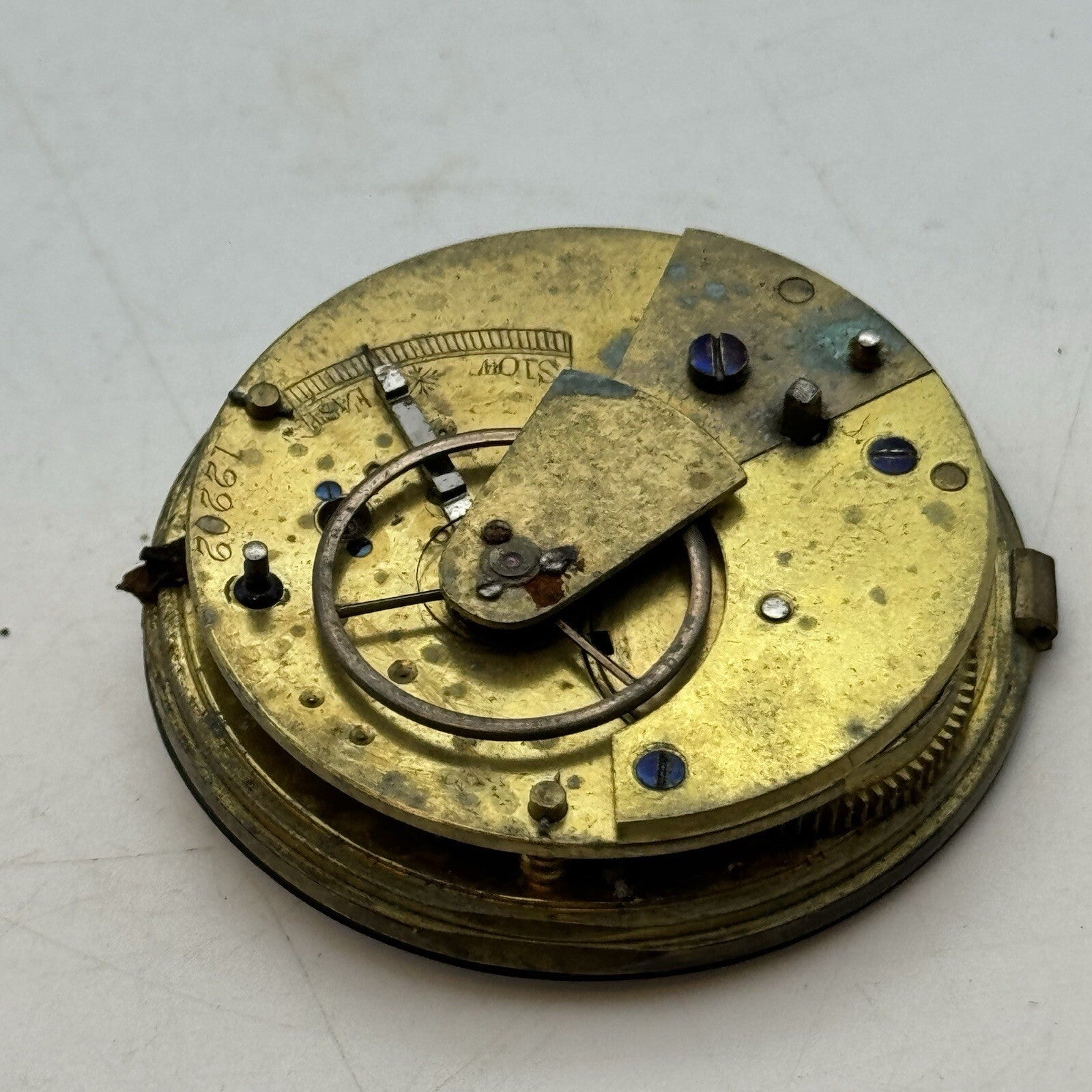 44.7mm Unidentified White Dial Porcelain Pocket Watch Movement Dial FOR PARTS