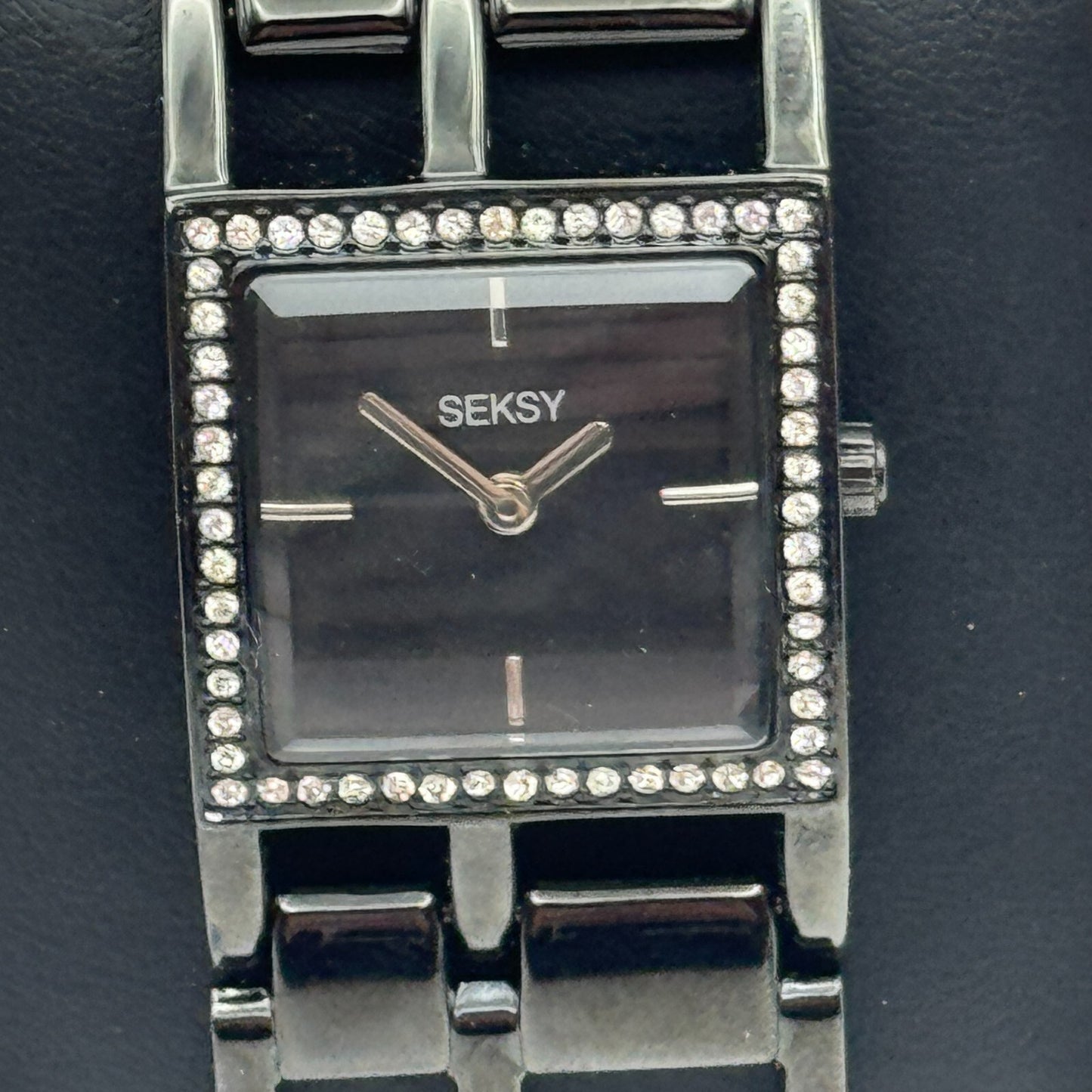 23mm Working Seksy Sekonda 4008 Black Jewelled Quartz Watch New Battery 7.5 Inch