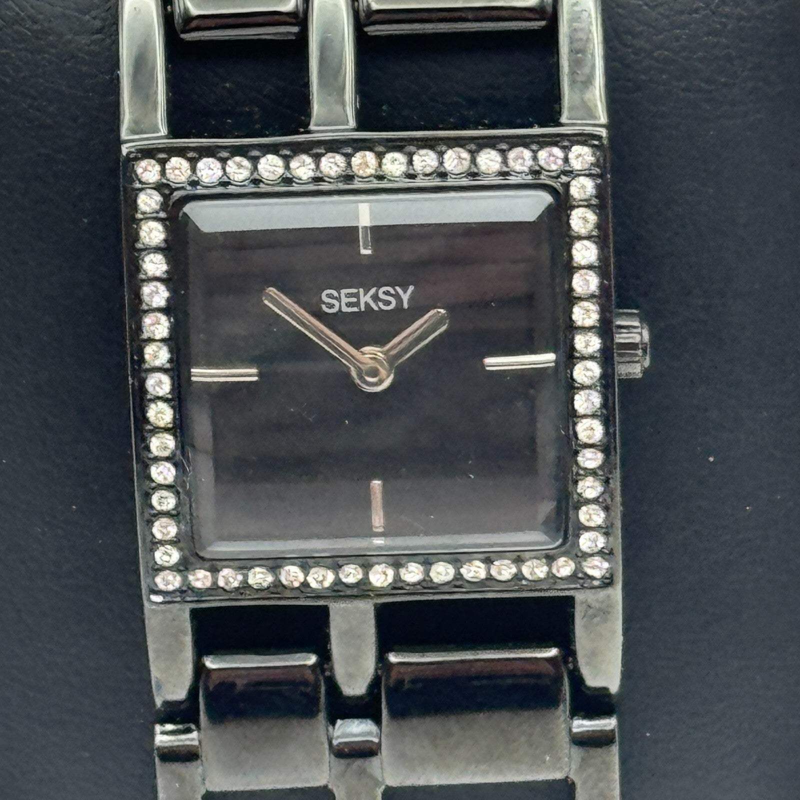 23mm Working Seksy Sekonda 4008 Black Jewelled Quartz Watch New Battery 7.5 Inch