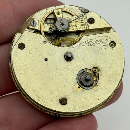 45.5mm Antique Unidentified Key Wound Pocket Watch Movement PARTS REPAIR SPARES