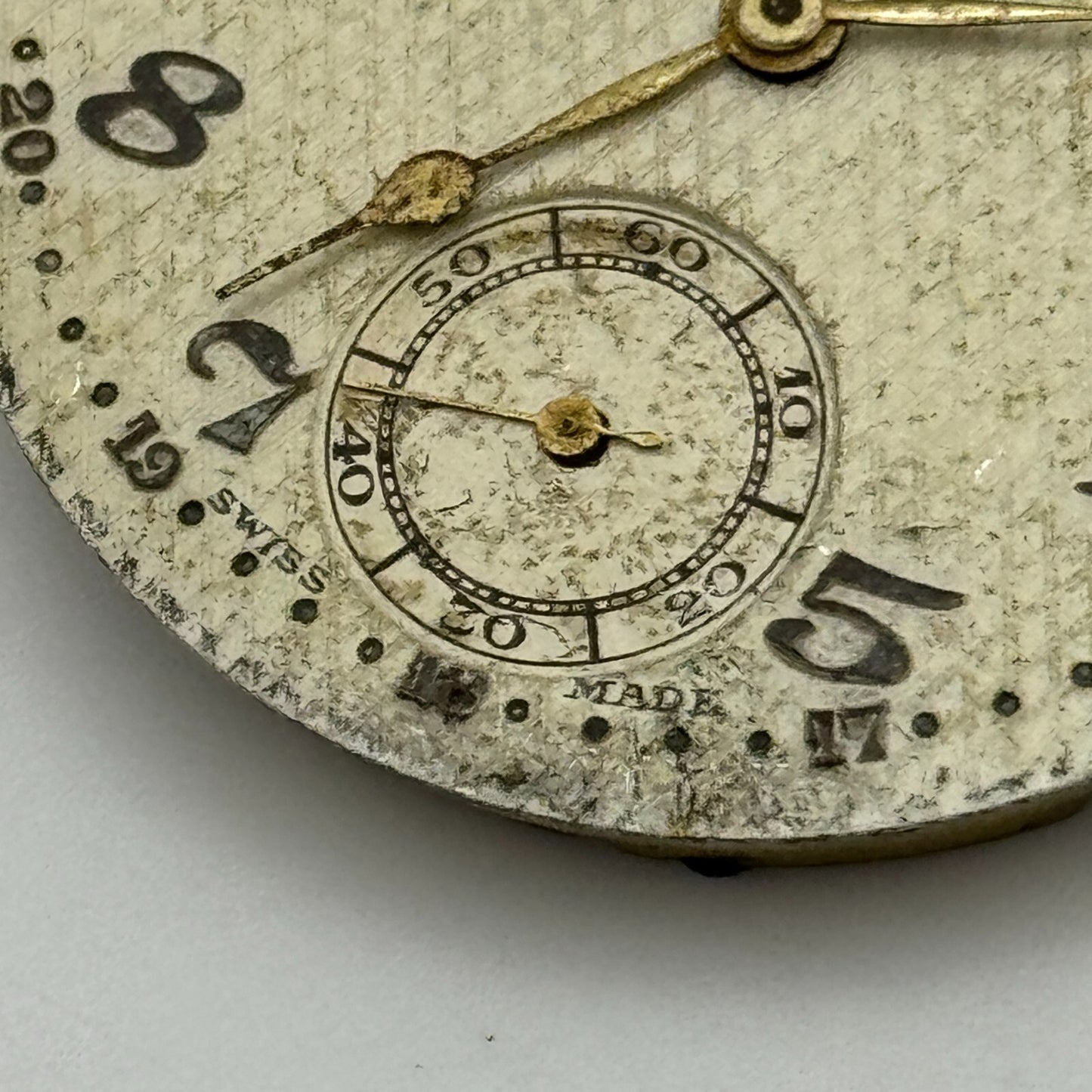 40.7mm Swiss 24 Hour Dial Sub Seconds Pocket Watch Movement Hands PARTS SPARES