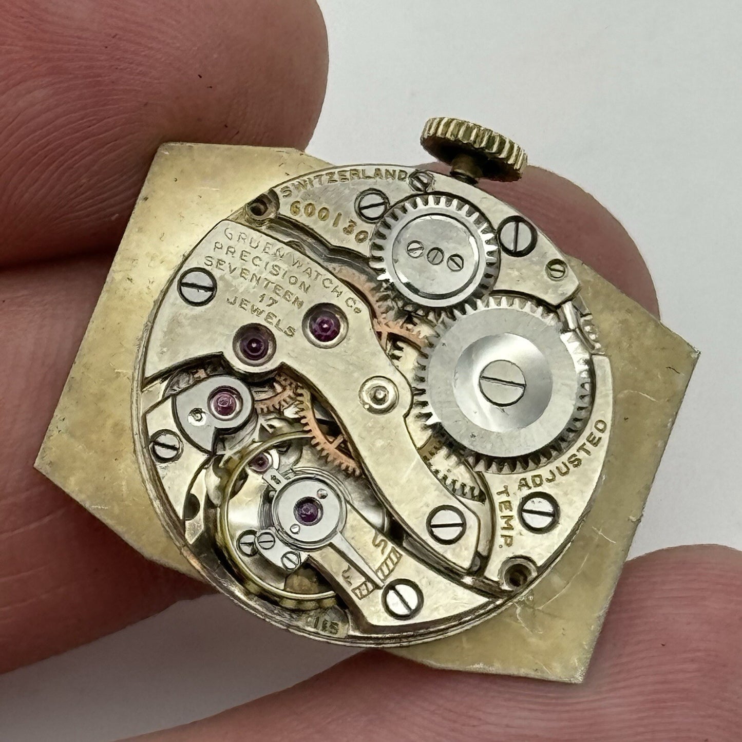 24mm RUNNING Gruen Precision 115 Curved Art Deco Tank Watch Vintage TO RESTORE