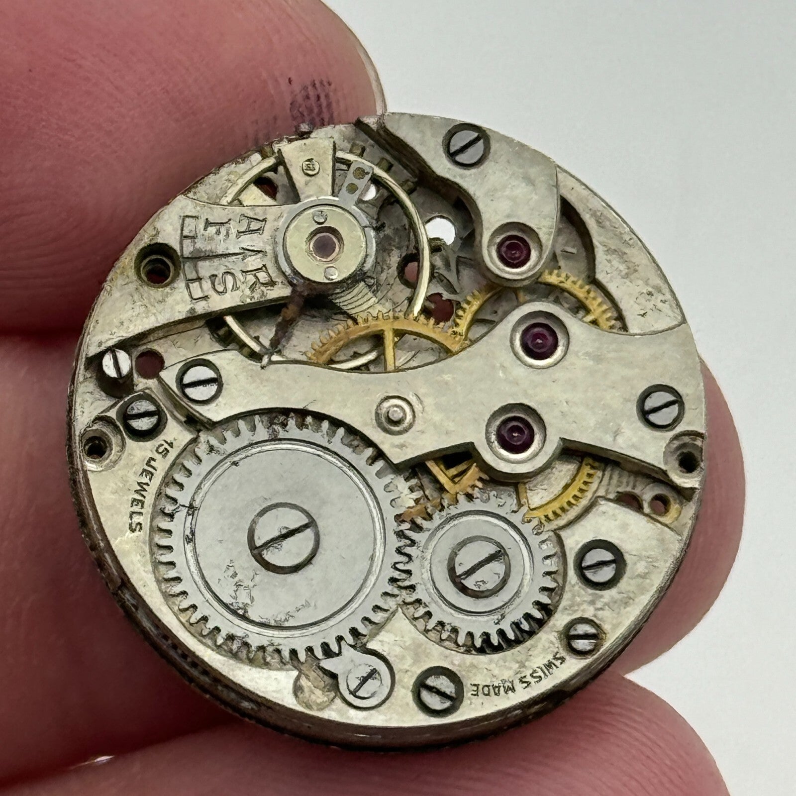 23.6mm FHF 37 Swiss 15 Jewels Manual Wind Watch Movement Vintage PARTS SPARES