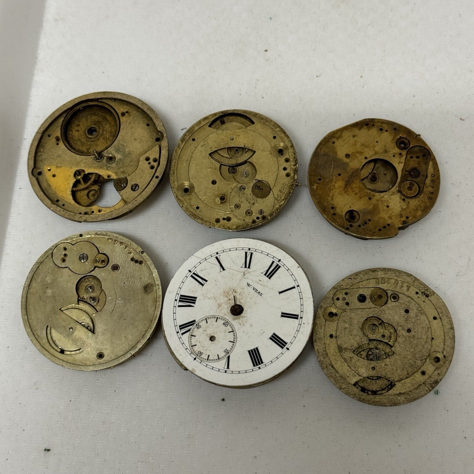 6 X Antique Key Wound Pocket Watch Movements Parts Repair Watchmakers Job Lot