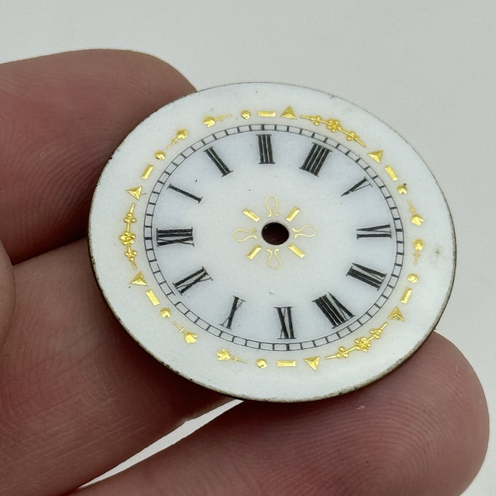 30.8mm Antique Beautiful Porcelain Patterned Pocket Watch Dial Spares Parts
