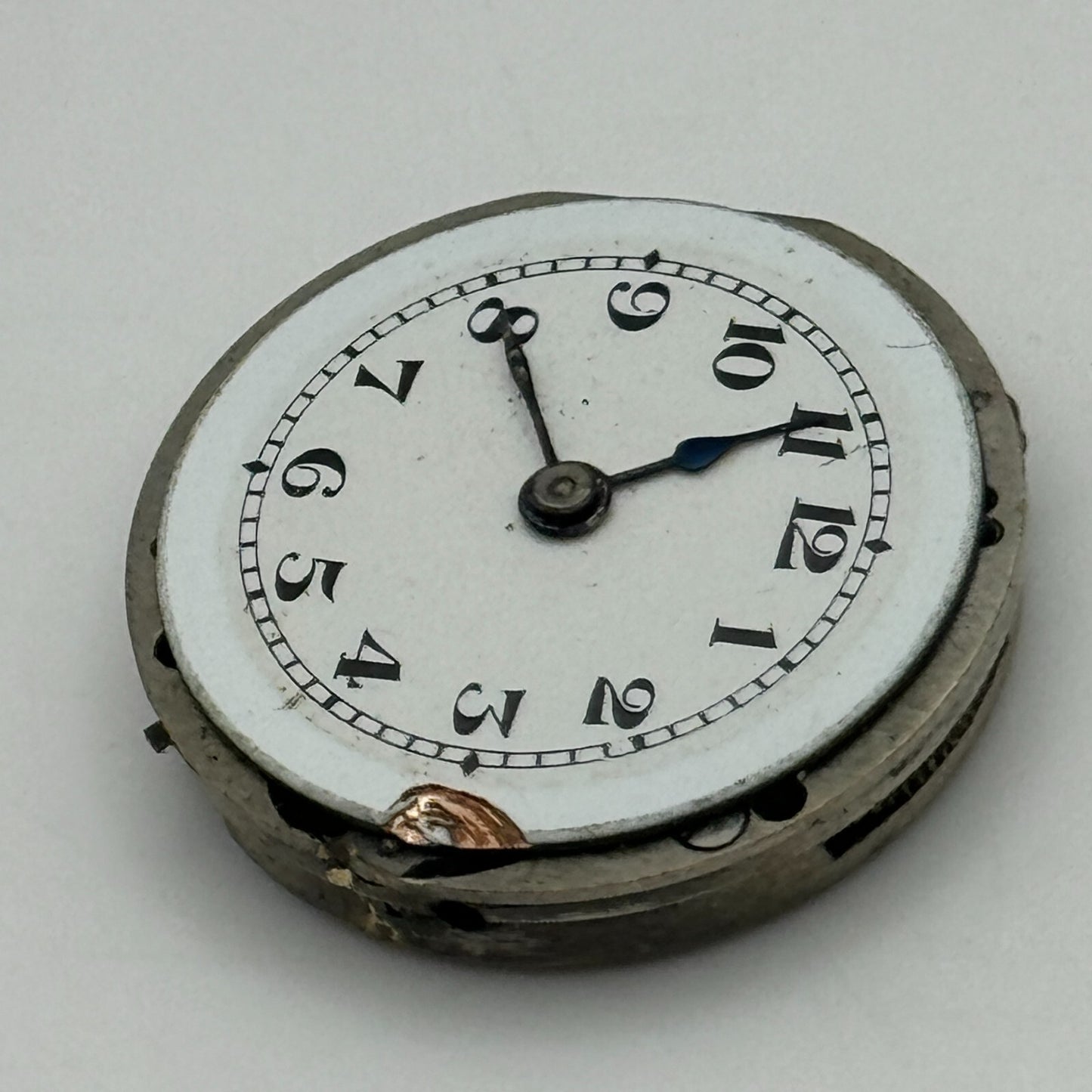 24.1mm Unidentified Manual Wind Trench Watch Movement Dial Hands Vintage PARTS