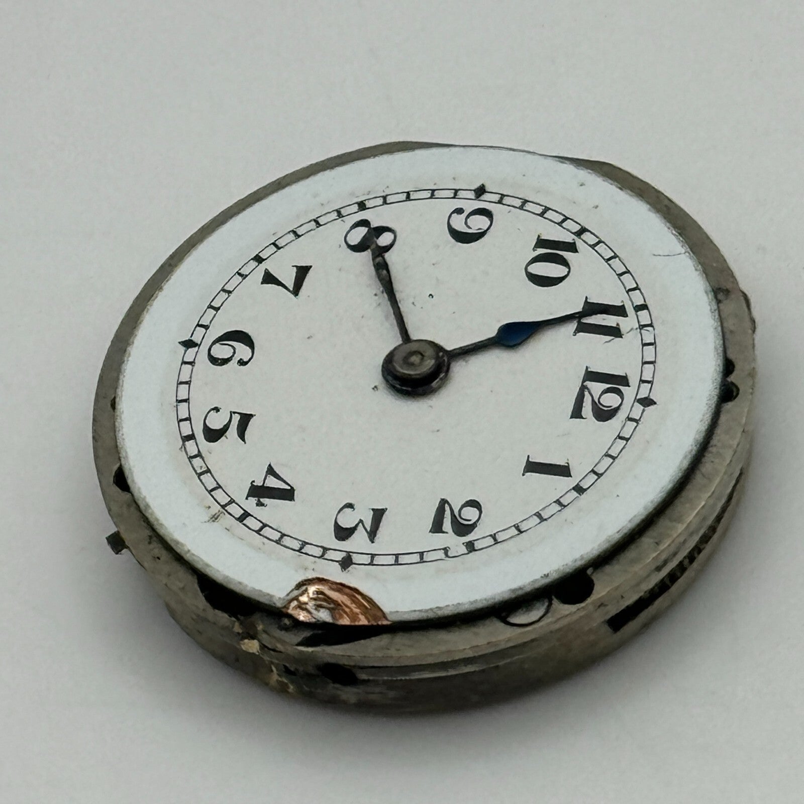 24.1mm Unidentified Manual Wind Trench Watch Movement Dial Hands Vintage PARTS