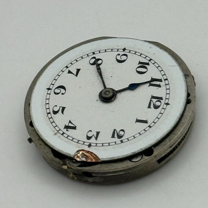 24.1mm Unidentified Manual Wind Trench Watch Movement Dial Hands Vintage PARTS