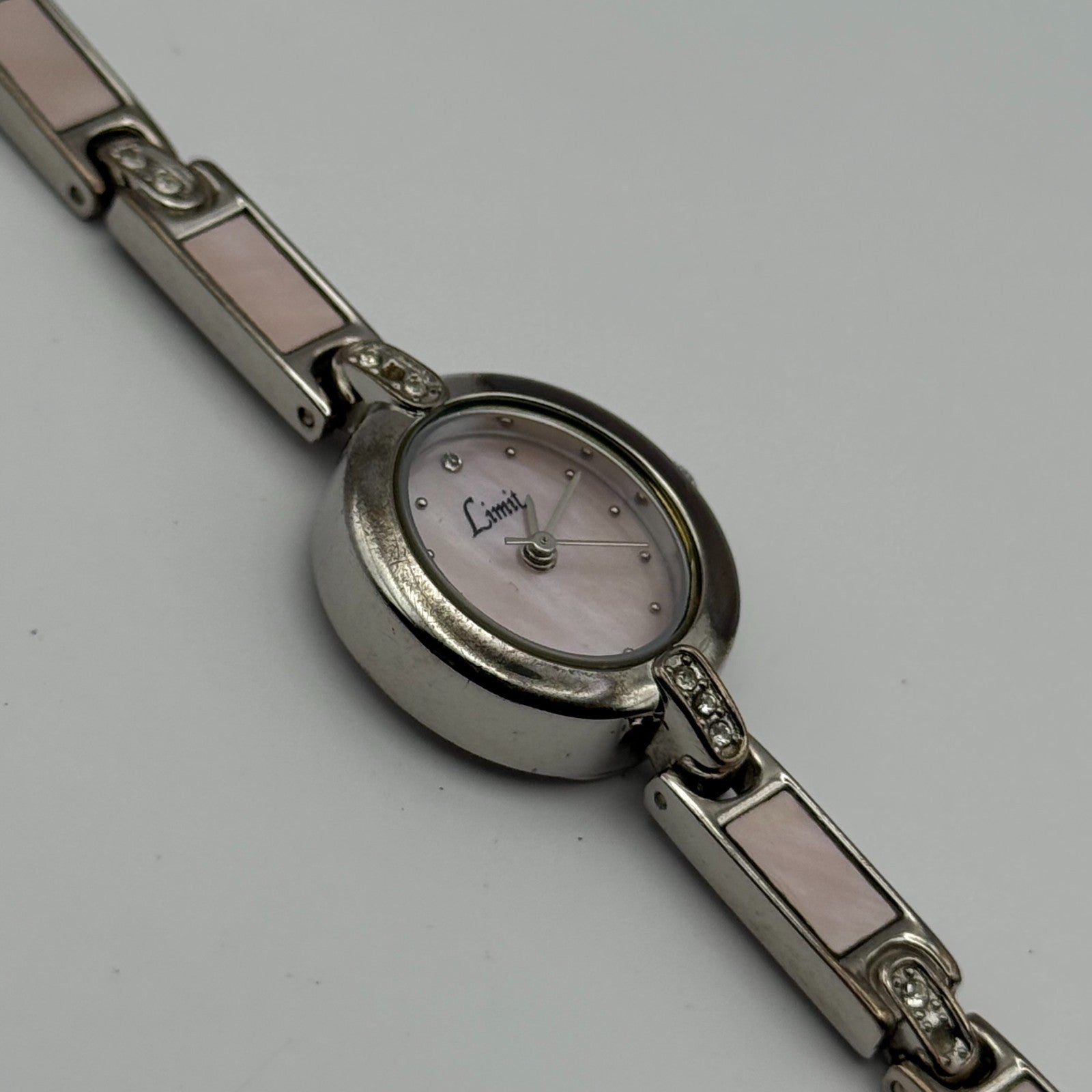 Limit Ladies Quartz Watch Pink MOP Dial Silver Tone Bracelet Working 19mm