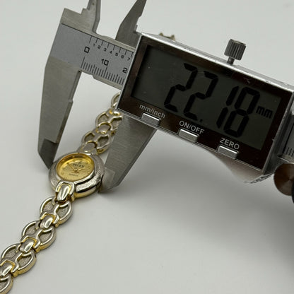 22mm Working Ladies Pelex Swiss 18k Gold Electroplated Quartz Watch 5.75 Inches