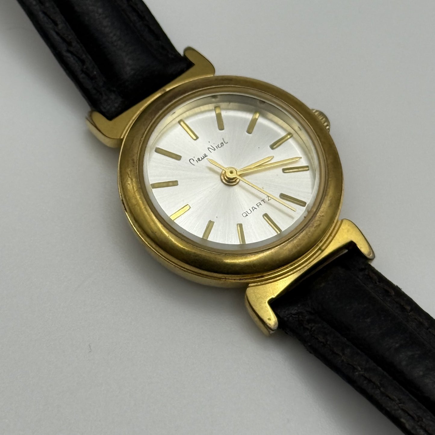 Working Ladies Pierre Nicol Gold Plated 24mm Quartz Watch New Battery Adjustable