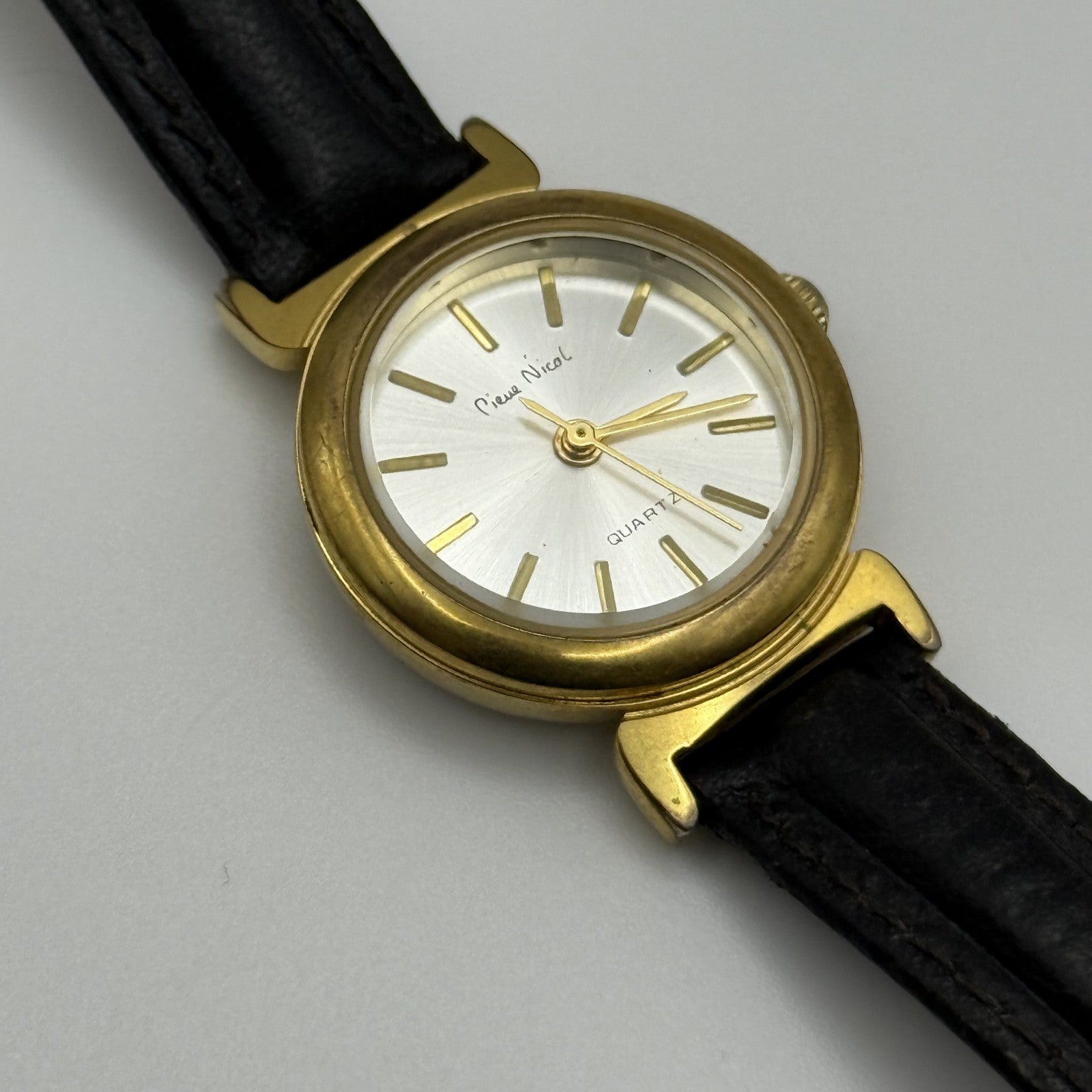 Working Ladies Pierre Nicol Gold Plated 24mm Quartz Watch New Battery Adjustable