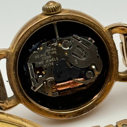 Seiko Wired Solar V117A Ladies Quartz Watch Gold Tone Bracelet 23mm UNTESTED